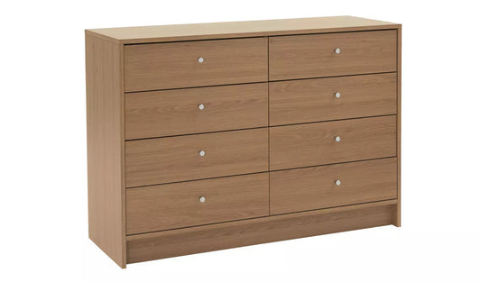 Ready Assembled Malibu 4 + 4 Drawer Chest - Oak Effect