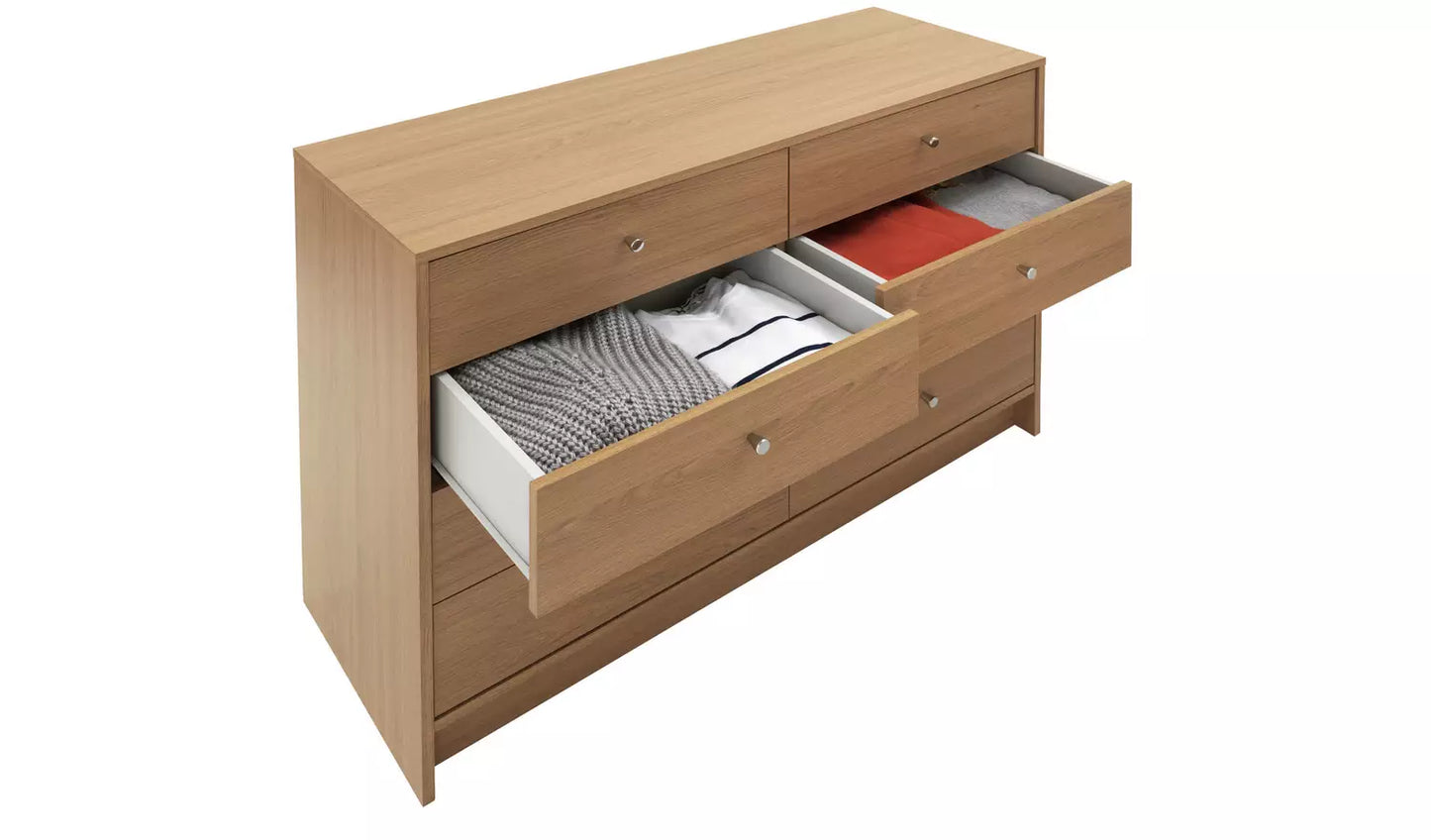 Ready Assembled Malibu 4 + 4 Drawer Chest - Oak Effect