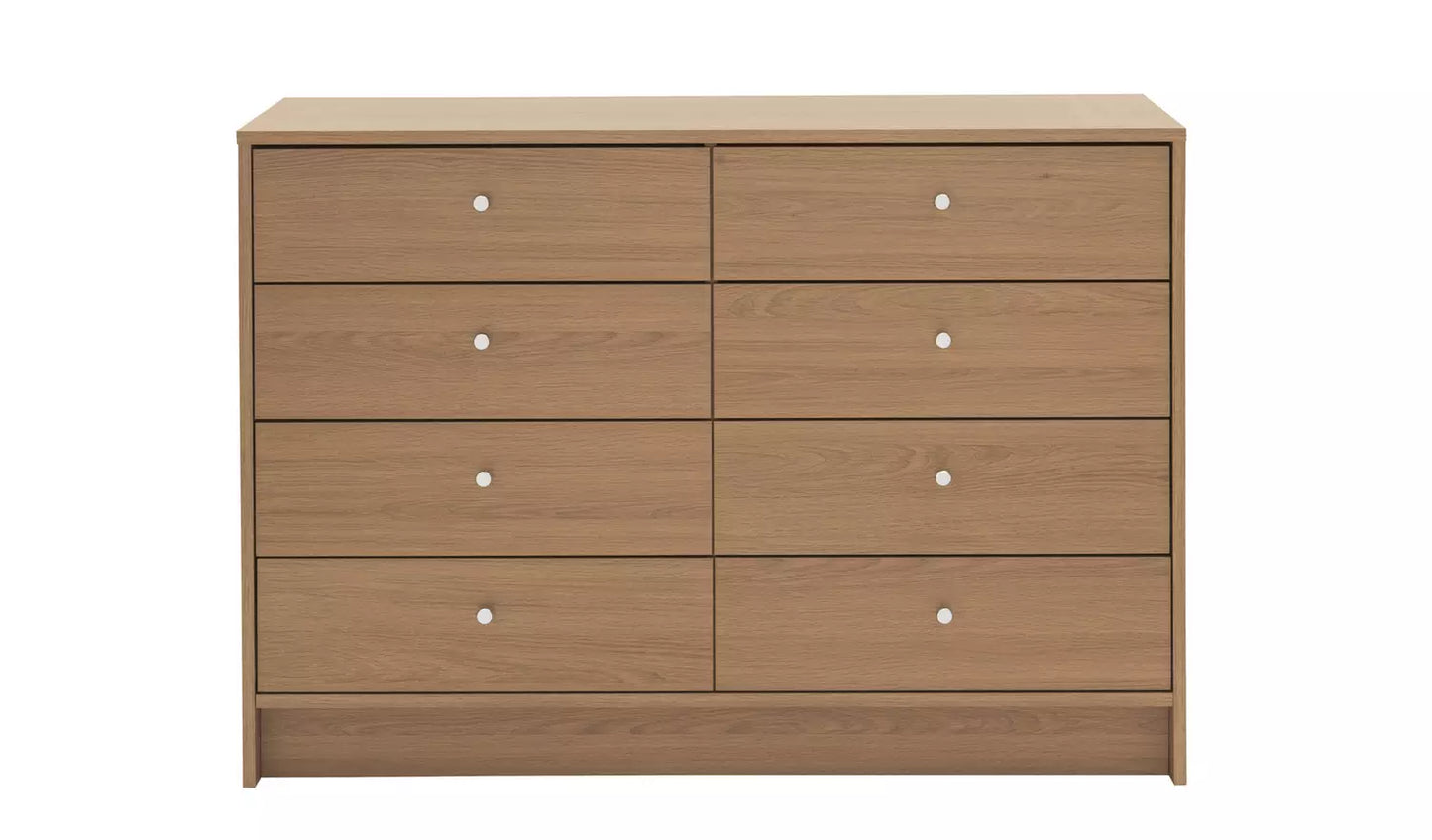 Ready Assembled Malibu 4 + 4 Drawer Chest - Oak Effect