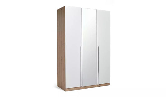 Habitat Munich 3 Door Mirror Wardrobe -White & Oak Effect
