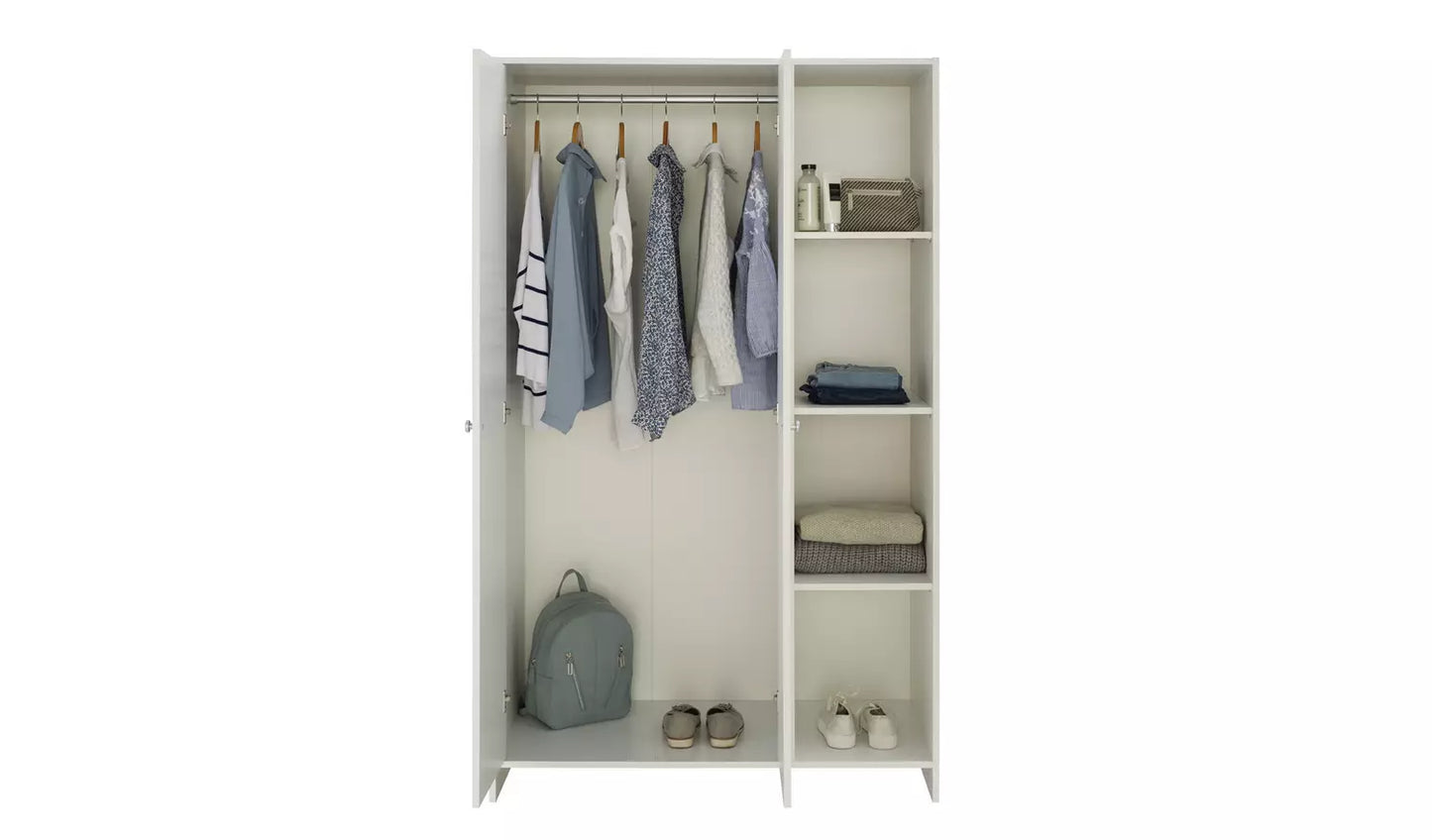 Seville 2 Door Open Shelf Wardrobe - White