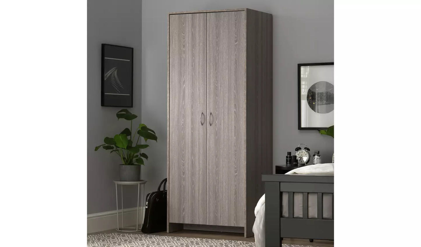 Seville 2 Door Wardrobe - Grey Oak Effect