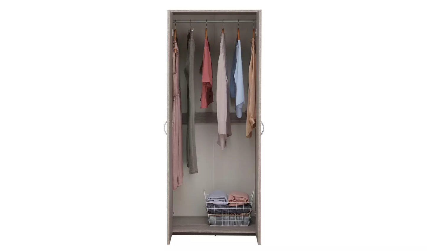 Seville 2 Door Wardrobe - Grey Oak Effect