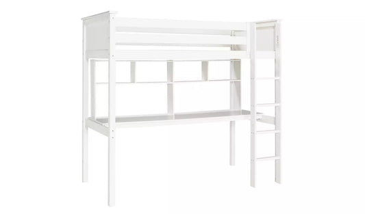 Habitat Brooklyn High Sleeper Bed, Desk & Shelves-White