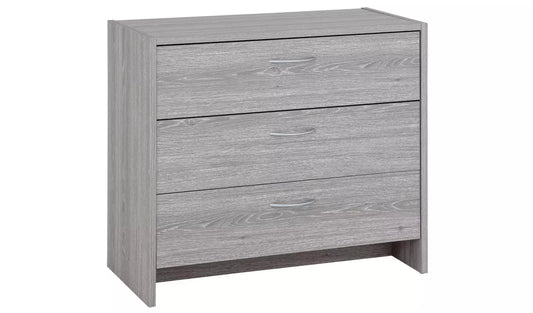 Assembled Seville 3 Drawer Chest - Grey Oak Effect