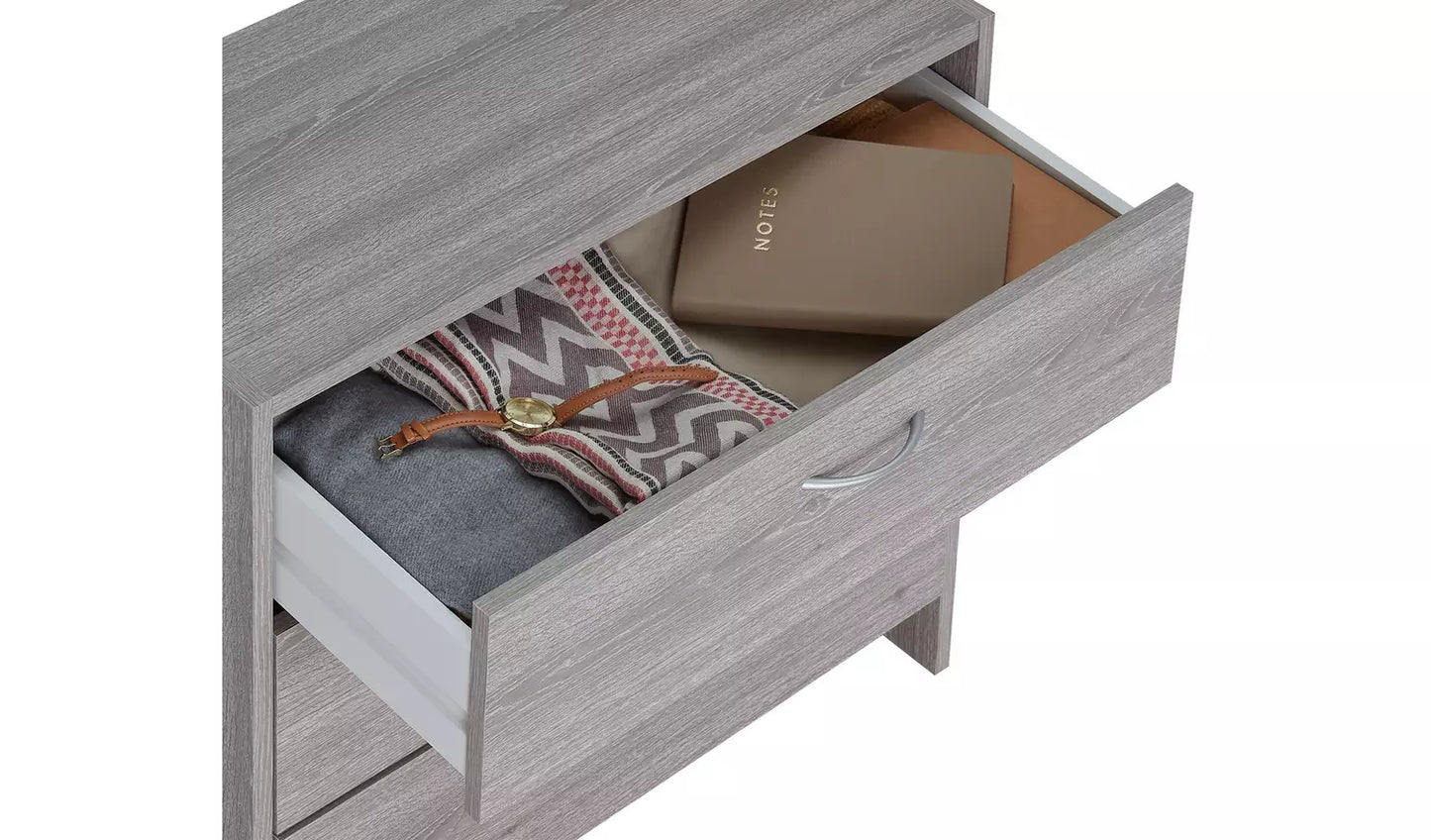 Assembled Seville 3 Drawer Chest - Grey Oak Effect