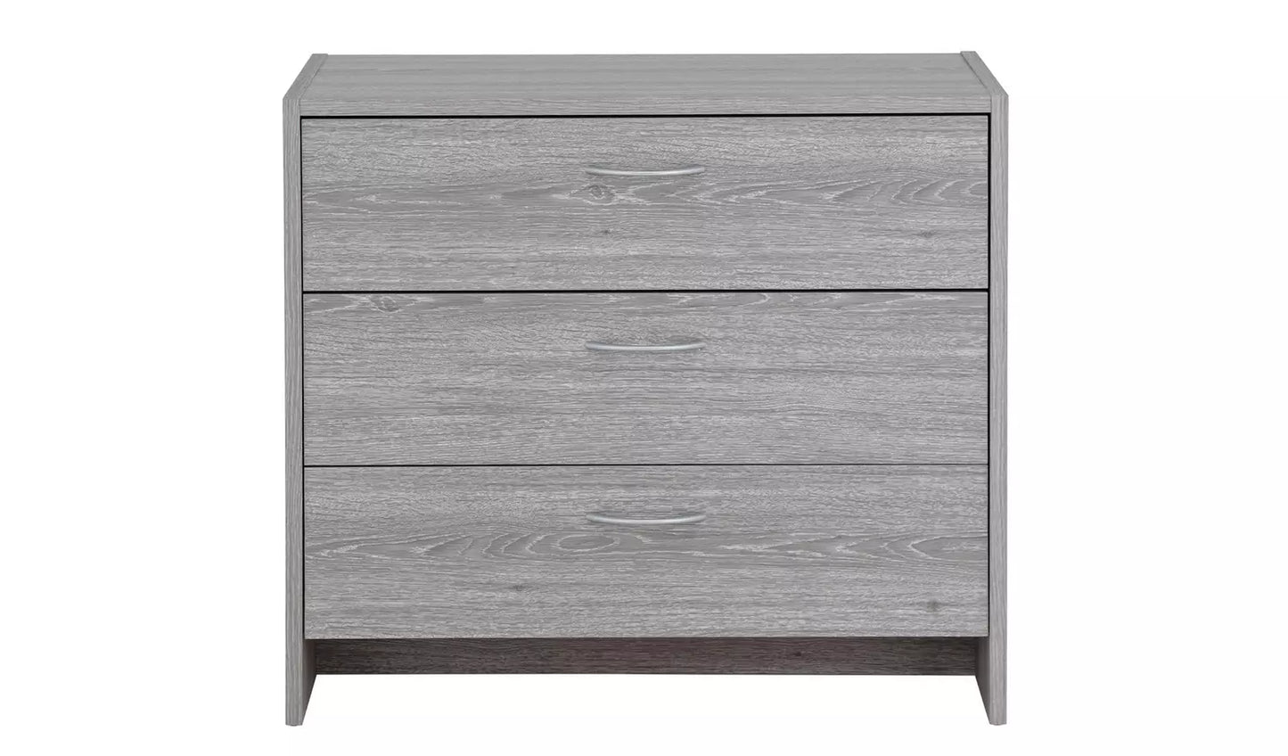 Assembled Seville 3 Drawer Chest - Grey Oak Effect