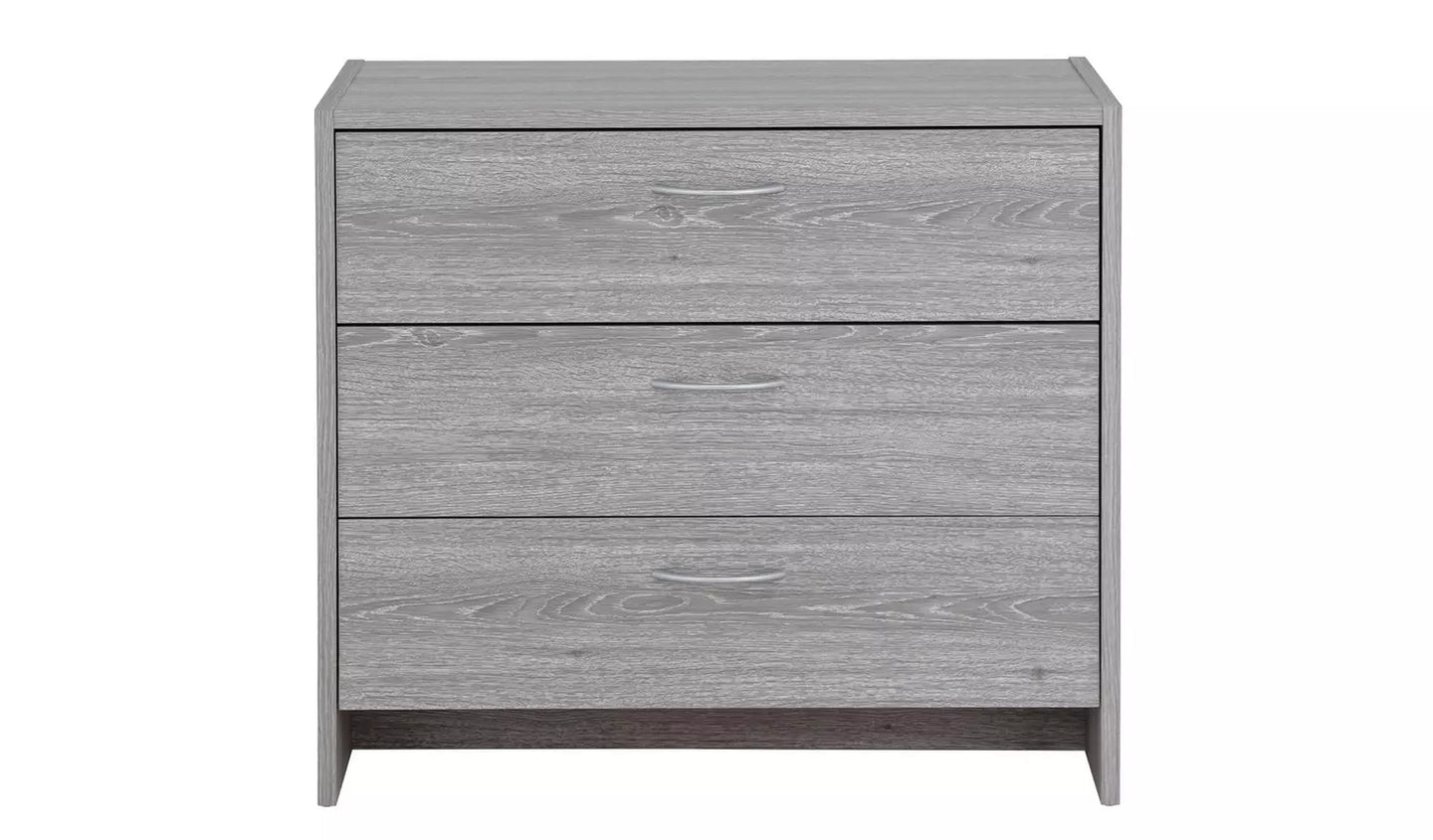 Assembled Seville 3 Drawer Chest - Grey Oak Effect