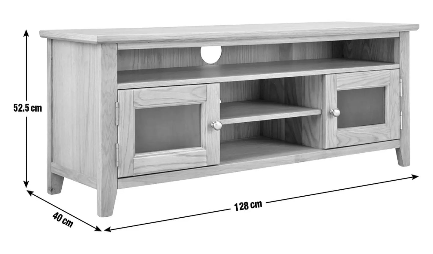 Assembled Islington 2 Door Oak Veneer TV Unit
