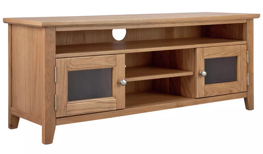 Assembled Islington 2 Door Oak Veneer TV Unit