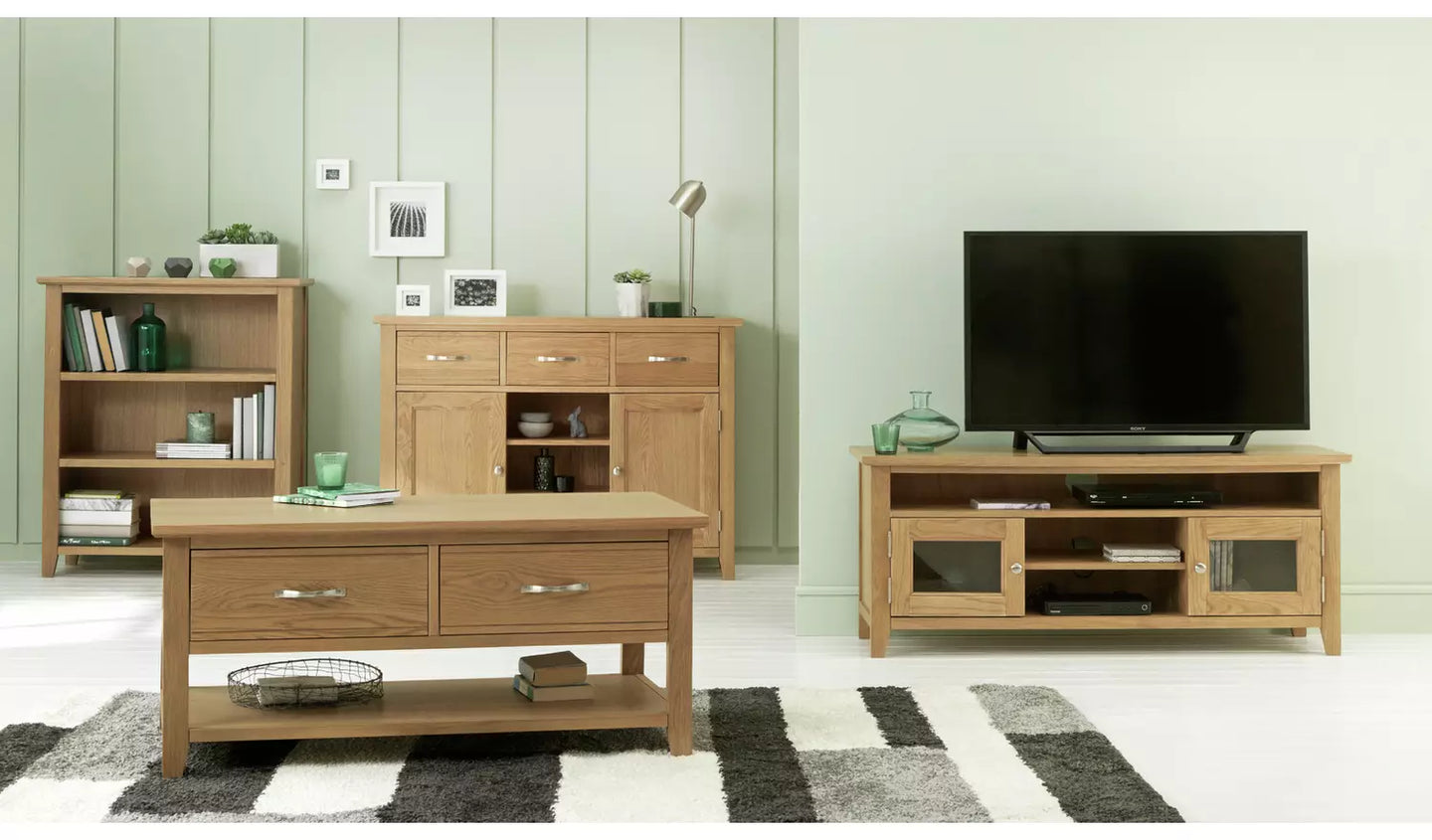Assembled Islington 2 Door Oak Veneer TV Unit