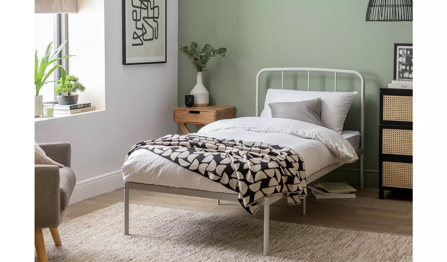 Freja Single Metal Bed Frame - Silver