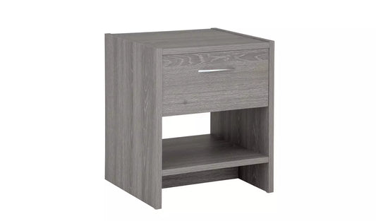 Assembled Seville 1 Drawer Bedside Table - Grey Oak Effect