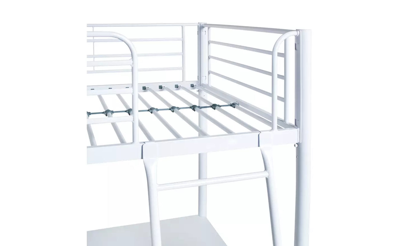Habitat Riley High Sleeper Metal Bed Frame & Desk - White