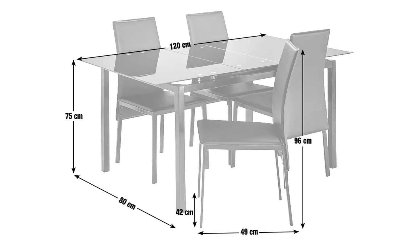 Lido Glass Extending Table & 4 Black Chairs