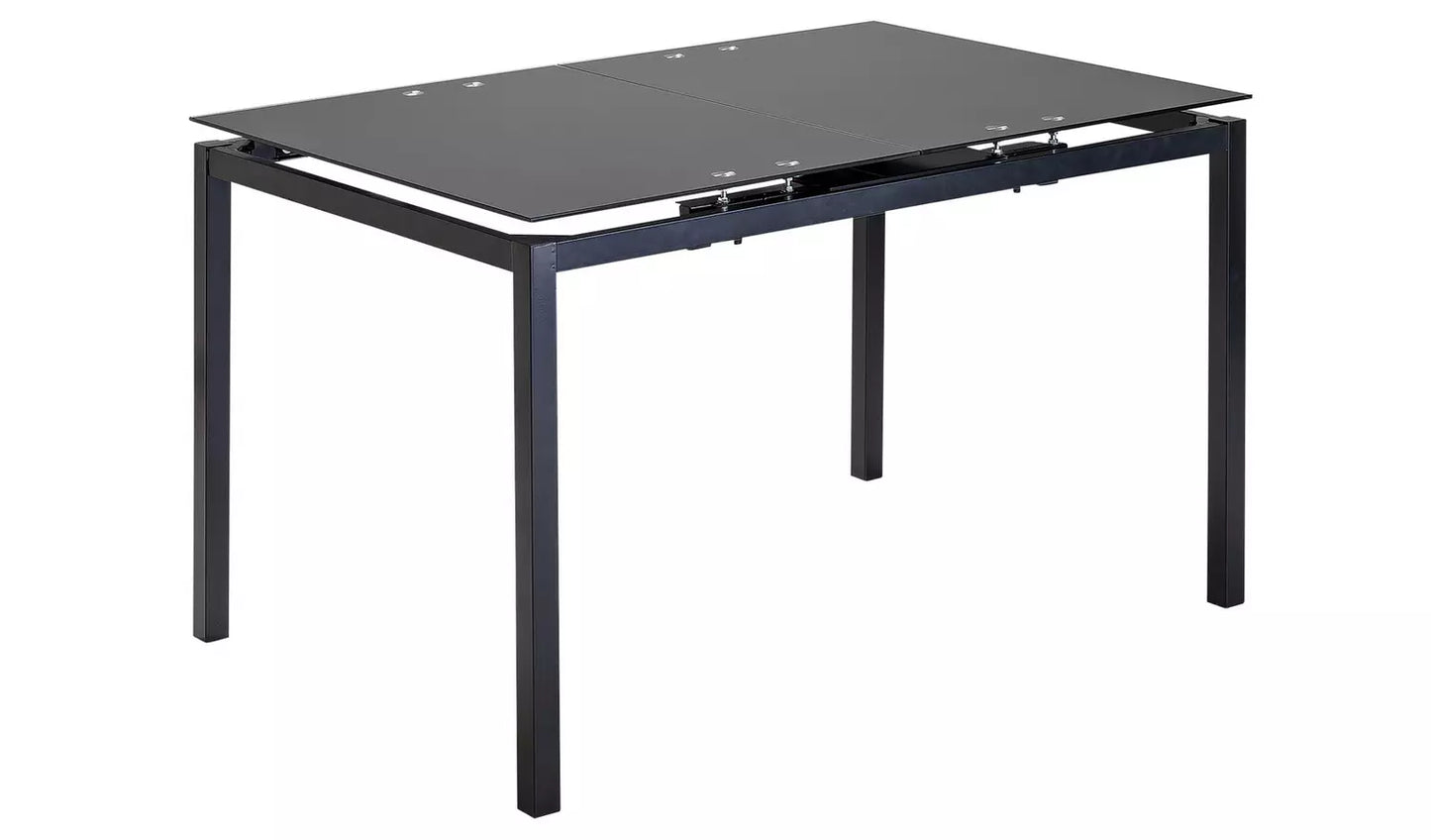 Lido Glass Extending Table & 4 Black Chairs
