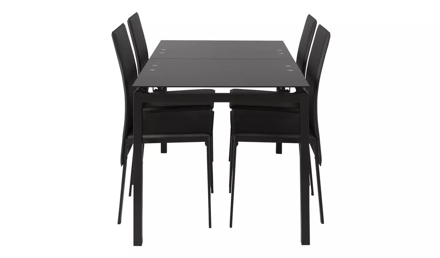 Lido Glass Extending Table & 4 Black Chairs