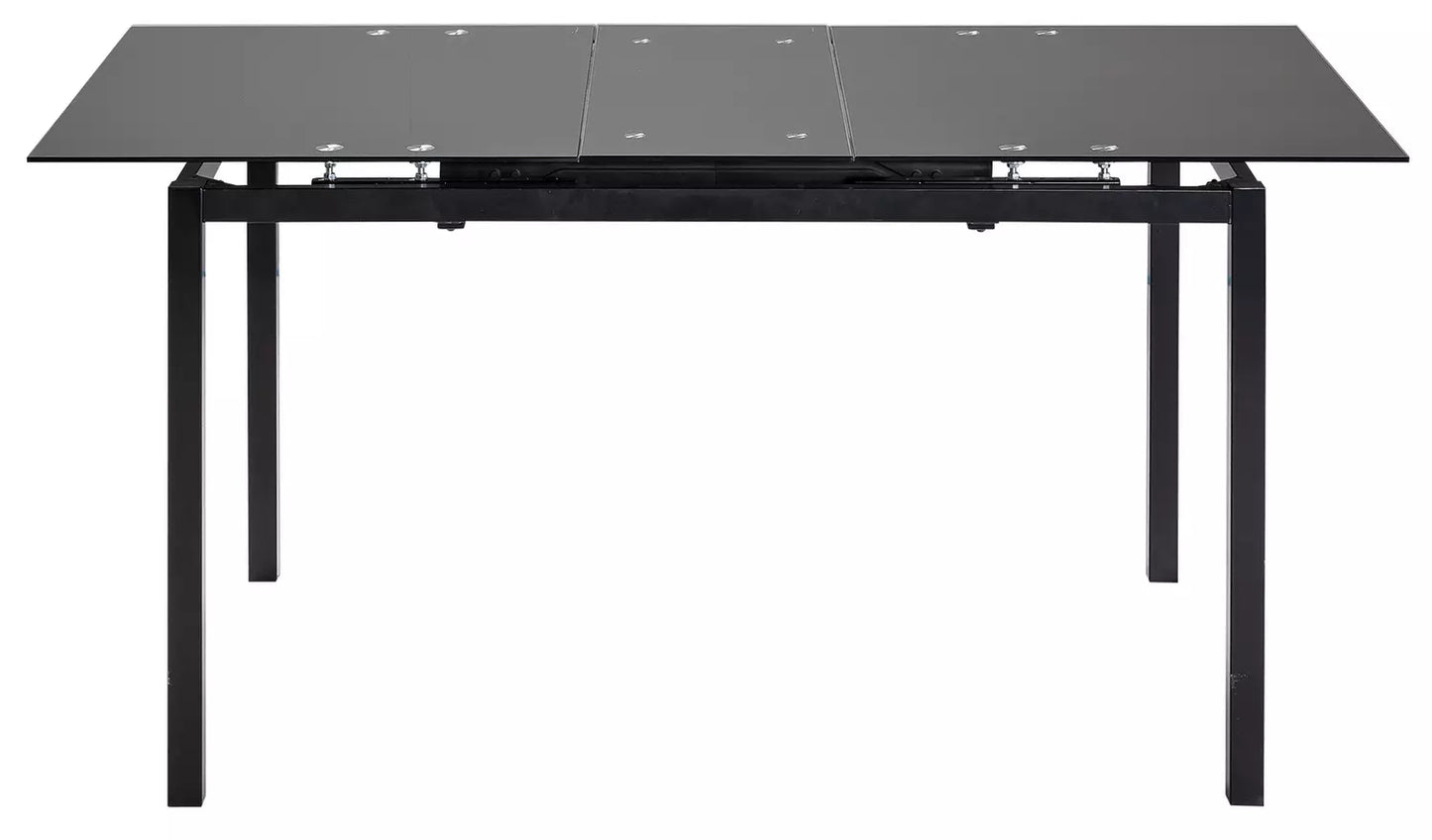 Lido Glass Extending Table & 4 Black Chairs