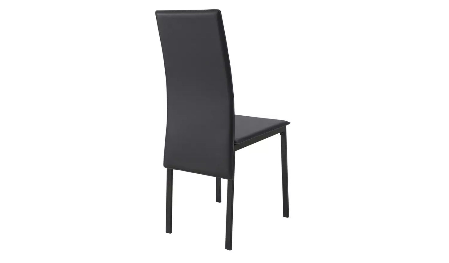 Lido Glass Extending Table & 4 Black Chairs