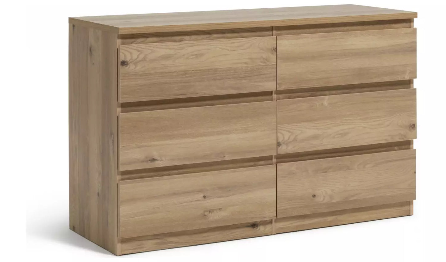 Assembled Habitat Jenson 3+3 Drawer Chest - Oak Effect