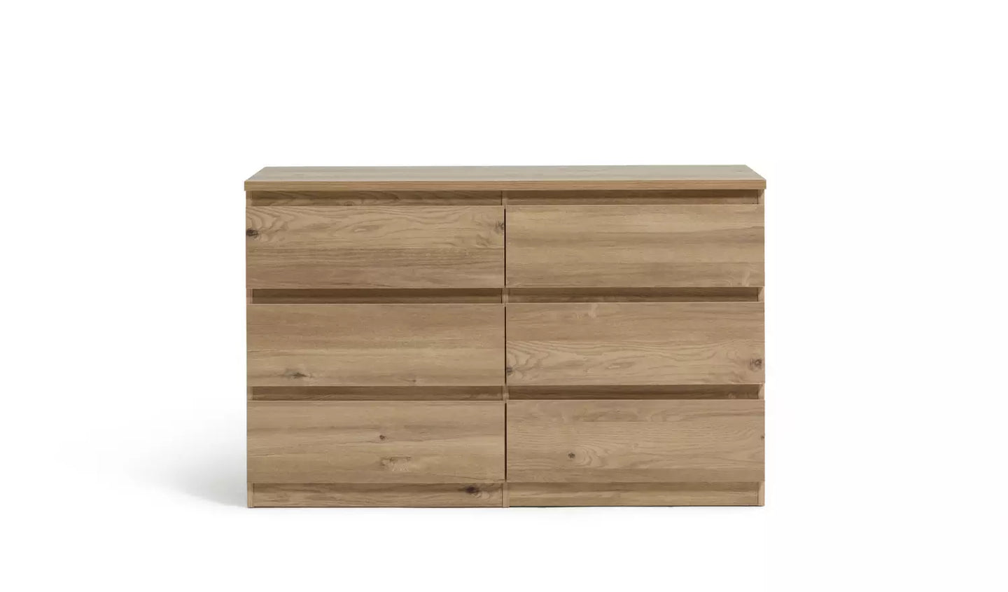 Assembled Habitat Jenson 3+3 Drawer Chest - Oak Effect