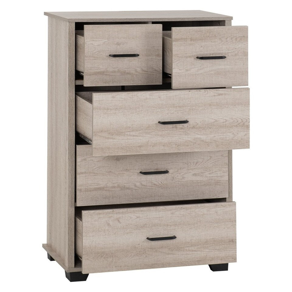 Assembled Light Oak Effect 3+ 2 Drawer Chest