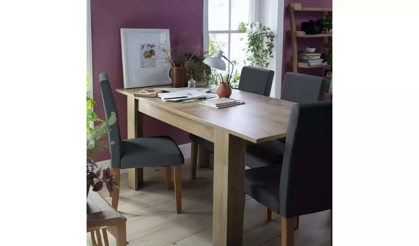 Assembled Miami Extending Oak Dining Table - Oak Effect
