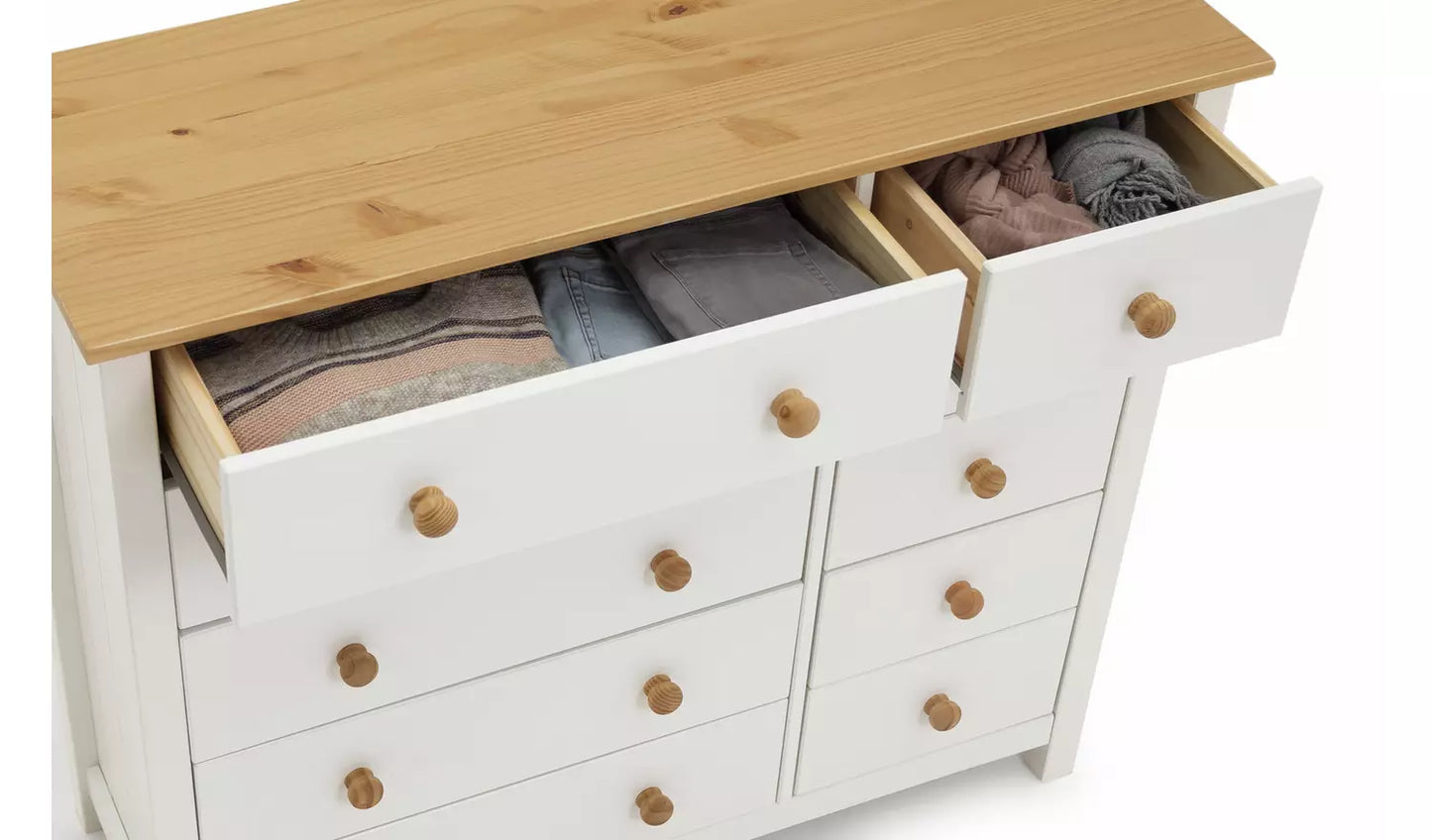 Assembled Scandinavia 10 Drawer Chest - Pine & White