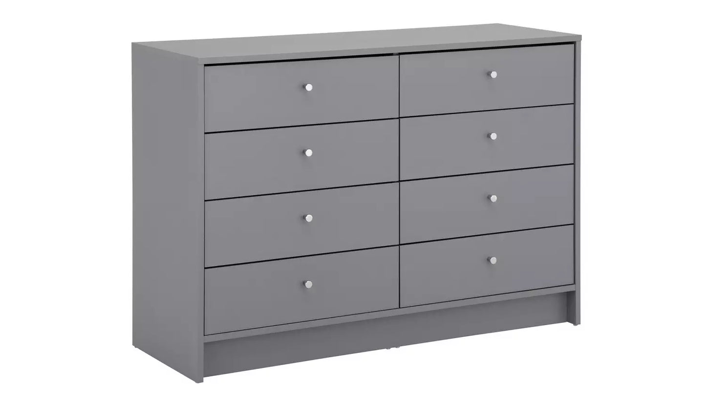 Assembled Malibu 4 + 4 Drawer Chest - Grey