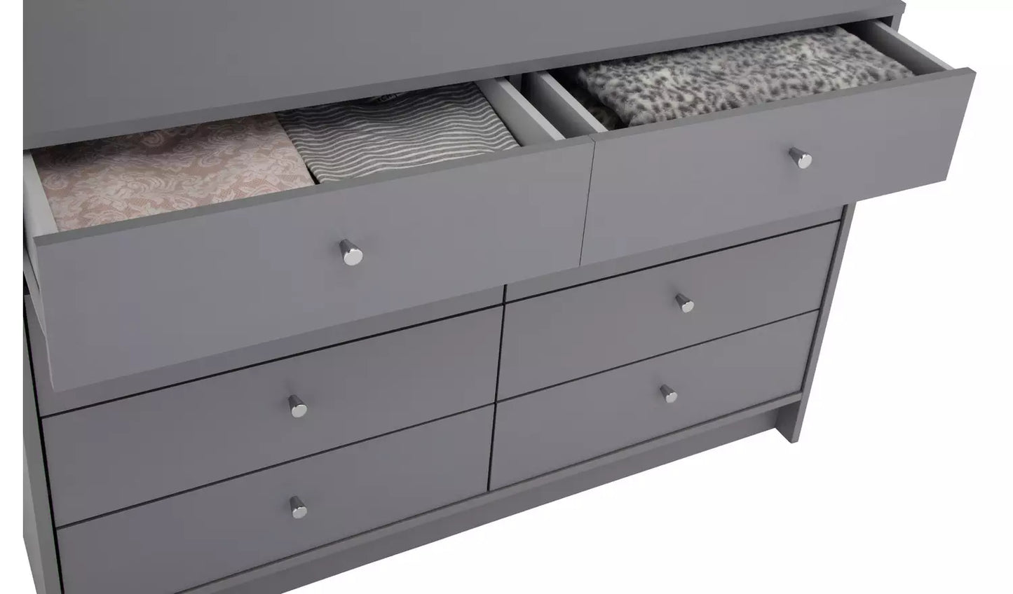 Assembled Malibu 4 + 4 Drawer Chest - Grey