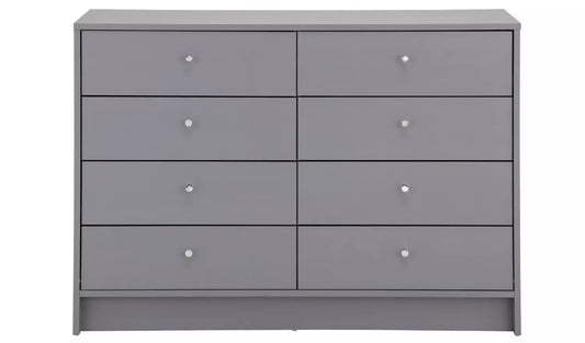 Assembled  Malibu 4 + 4 Drawer Chest - Grey