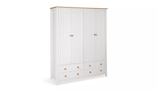 Scandinavia 4 Door 6 Drawer Wardrobe - Two Tone