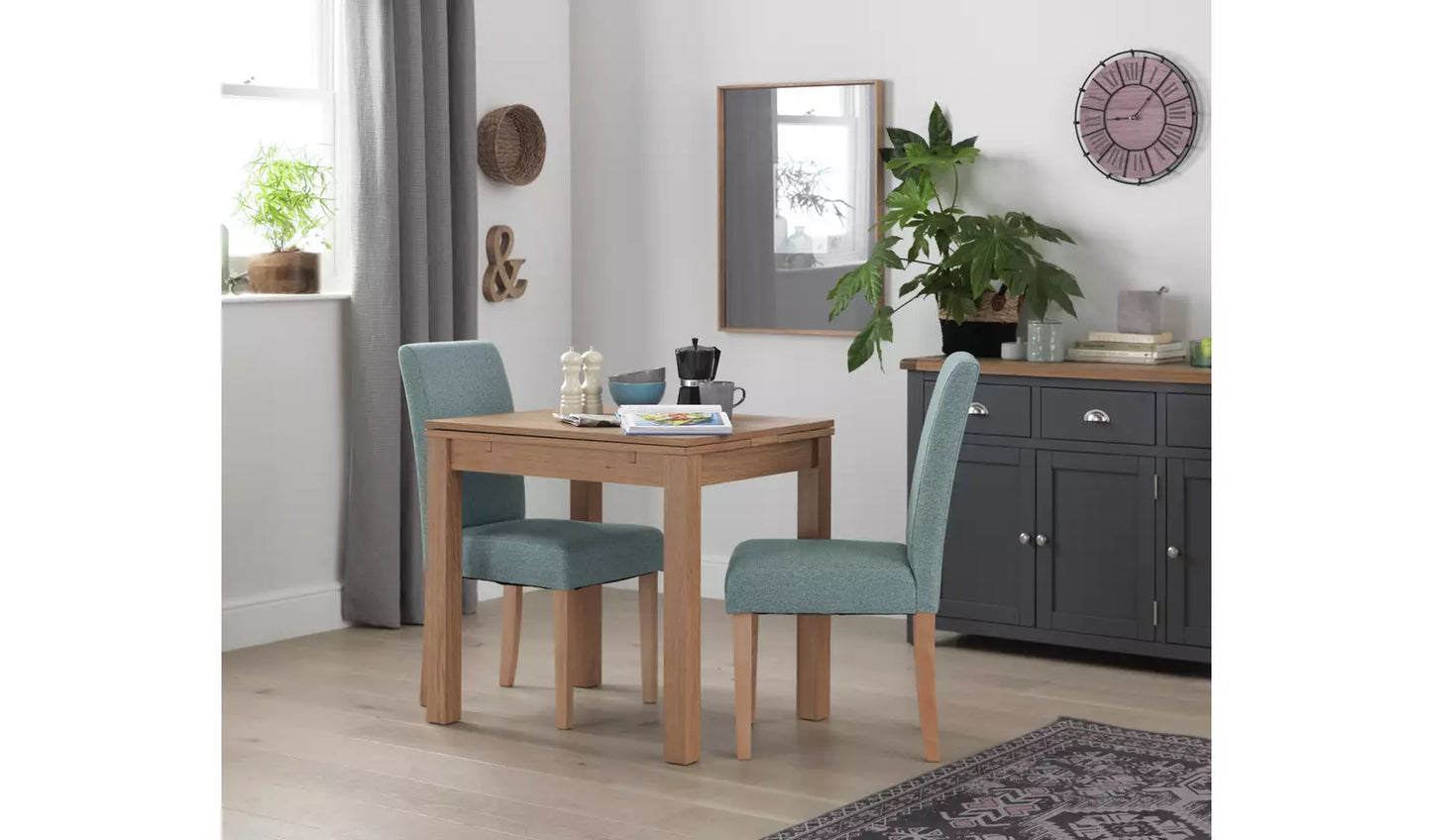 Assembled Tweed 4 Mid Back Dining Chairs - Teal