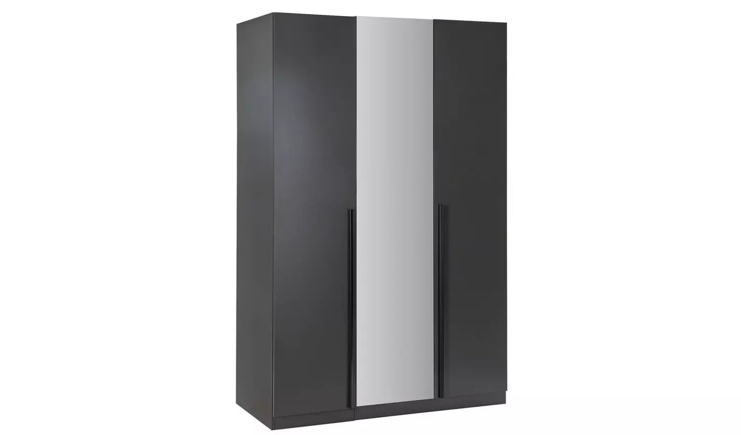 Assembled Habitat Munich 3 Door Mirror Wardrobe - Anthracite