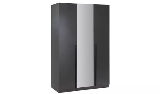 Assembled Habitat Munich 3 Door Mirror Wardrobe - Anthracite