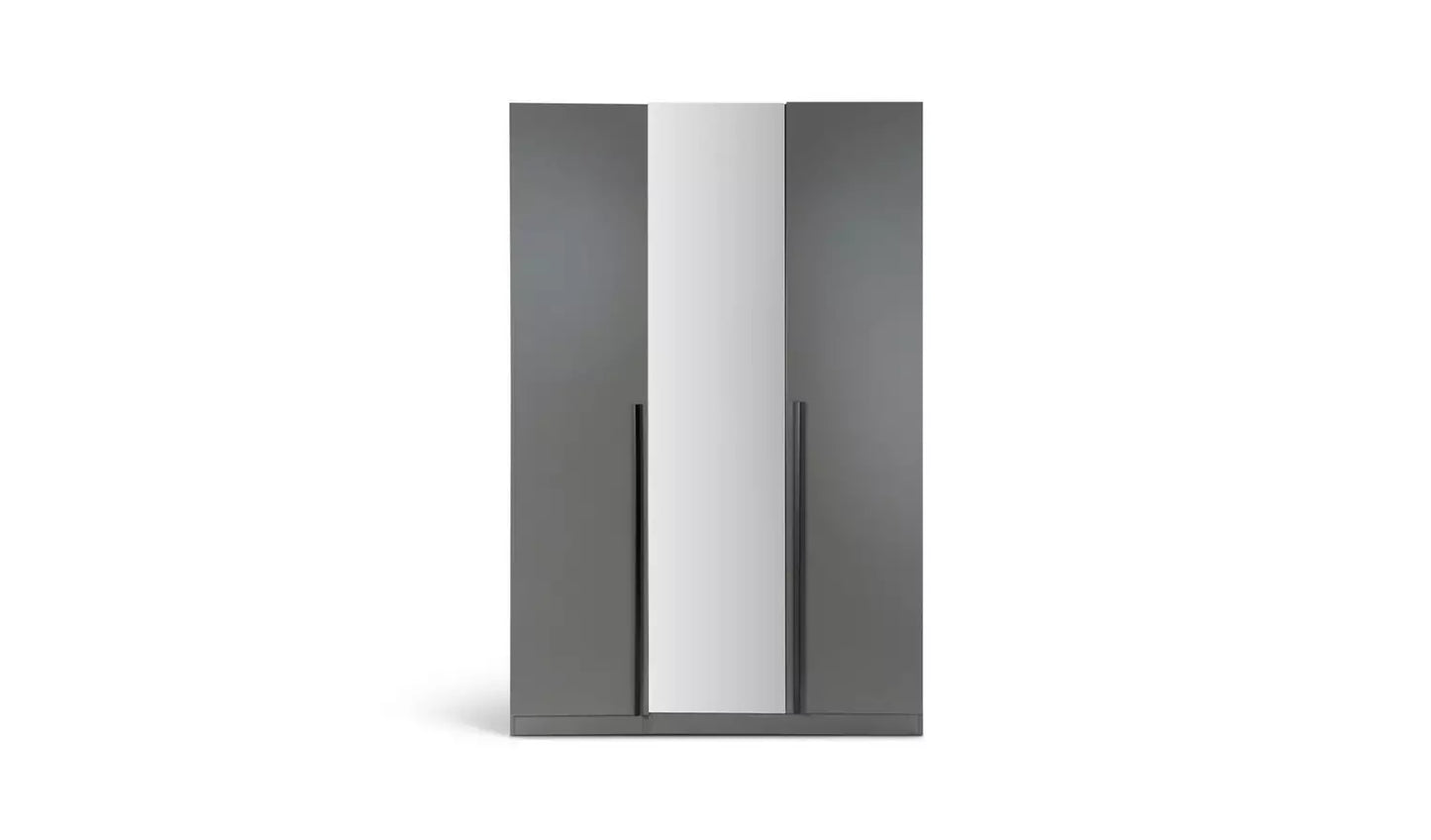 Assembled Habitat Munich 3 Door Mirror Wardrobe - Anthracite