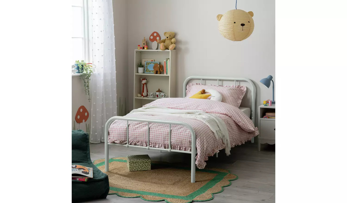 Charlie Single Metal Bed Frame - White