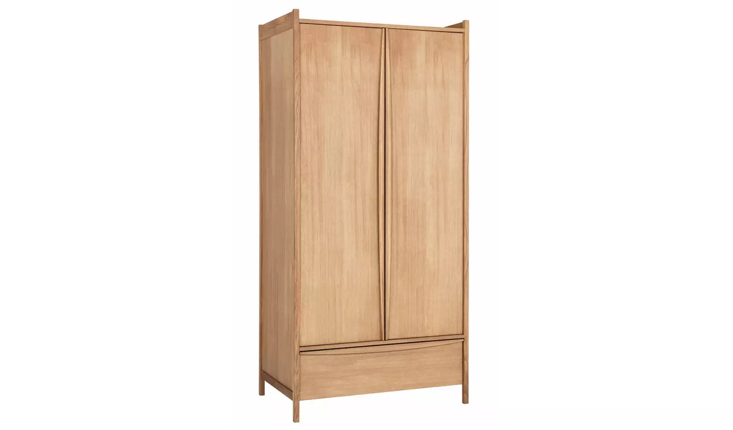 Habitat Derwent 2 Door Oak Wardrobe - Mirror