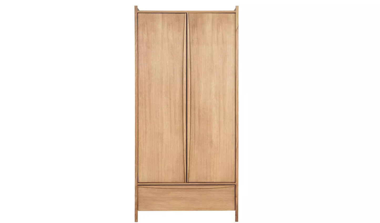 Habitat Derwent 2 Door Oak Wardrobe - Mirror