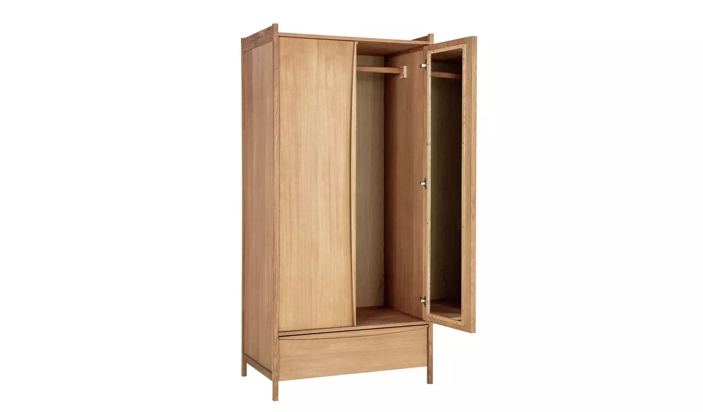 Habitat Derwent 2 Door Oak Wardrobe - Mirror