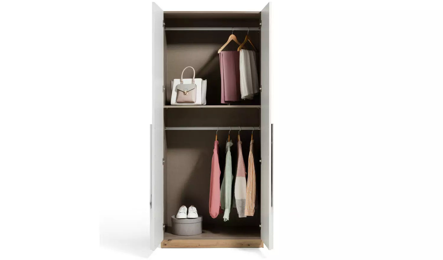 Assembled Habitat Munich 2 Door Wardrobe - White & Oak Effect