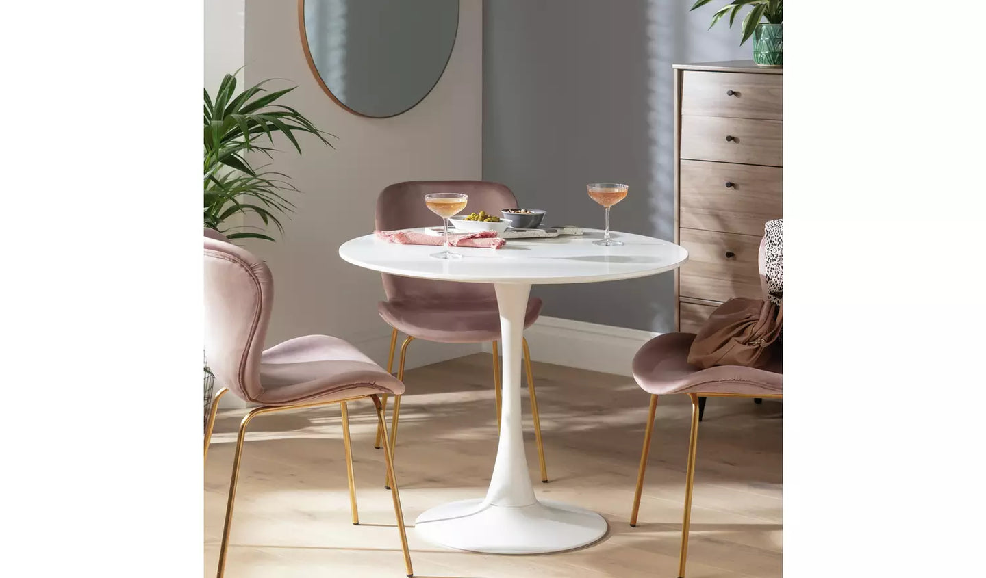 Assembled Habitat Tulip 4 Seater Round Dining Table - White