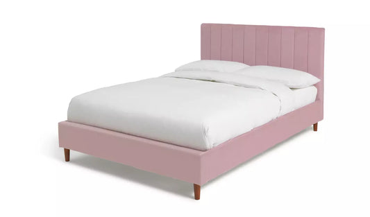 Pandora Small Double Velvet Bed Frame - Blush Pink