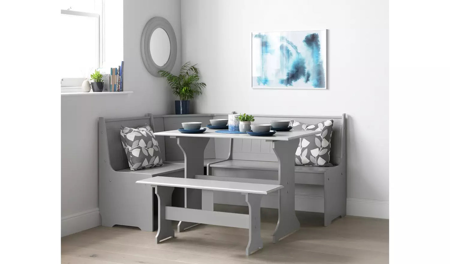 Assembled Grey Dining Table & 1 Grey Bench