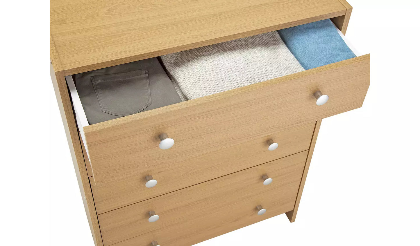 Assembled Seville 5 Drawer Chest - Oak Effect
