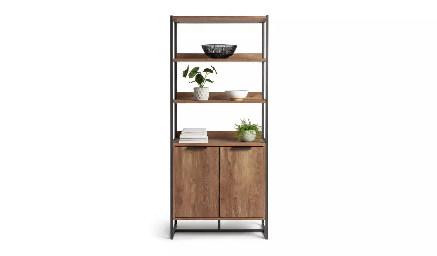 Ready Assembled Habitat Nomad 2 Door Display Cabinet - Oak