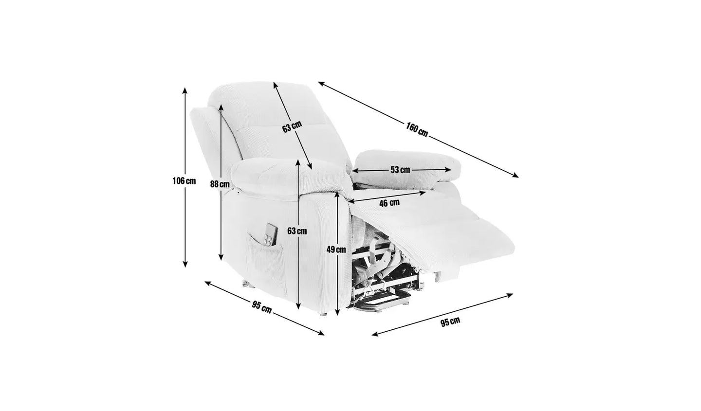 Bradley Rise & Recline Chair - Charcoal & Black