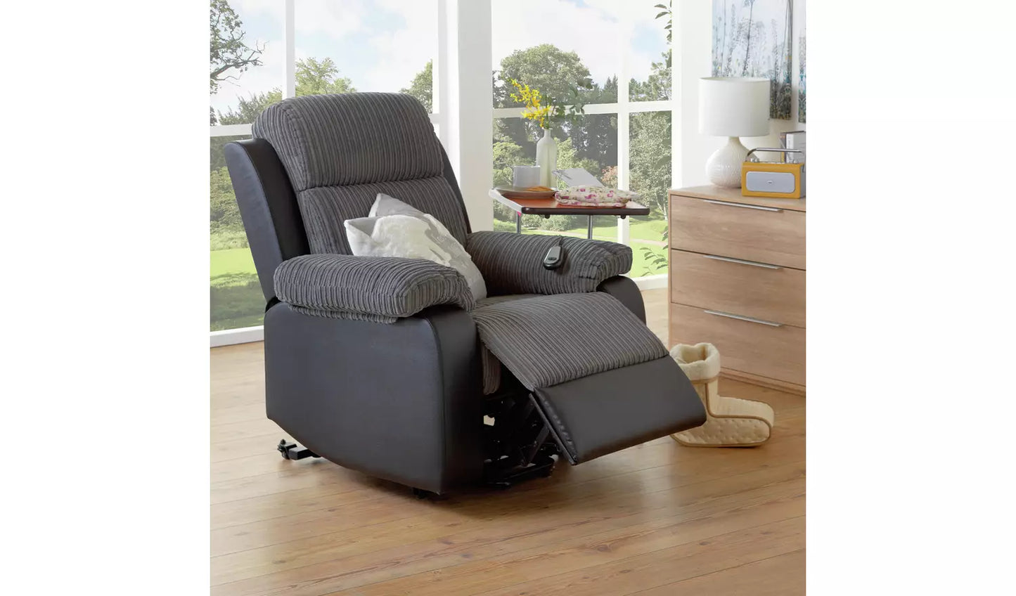 Bradley Rise & Recline Chair - Charcoal & Black
