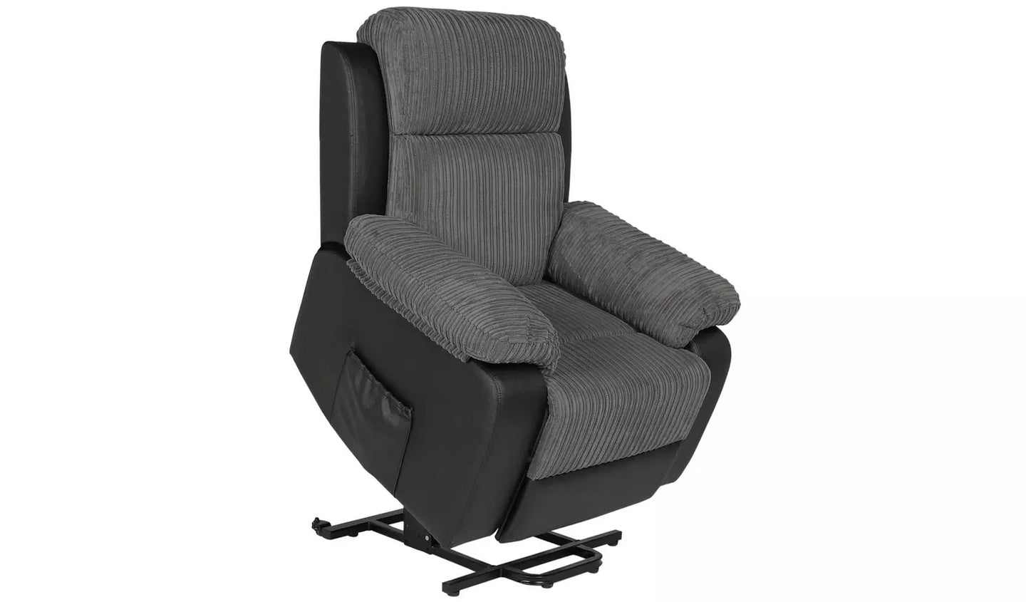 Bradley Rise & Recline Chair - Charcoal & Black