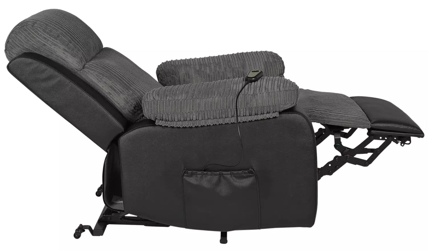 Bradley Rise & Recline Chair - Charcoal & Black